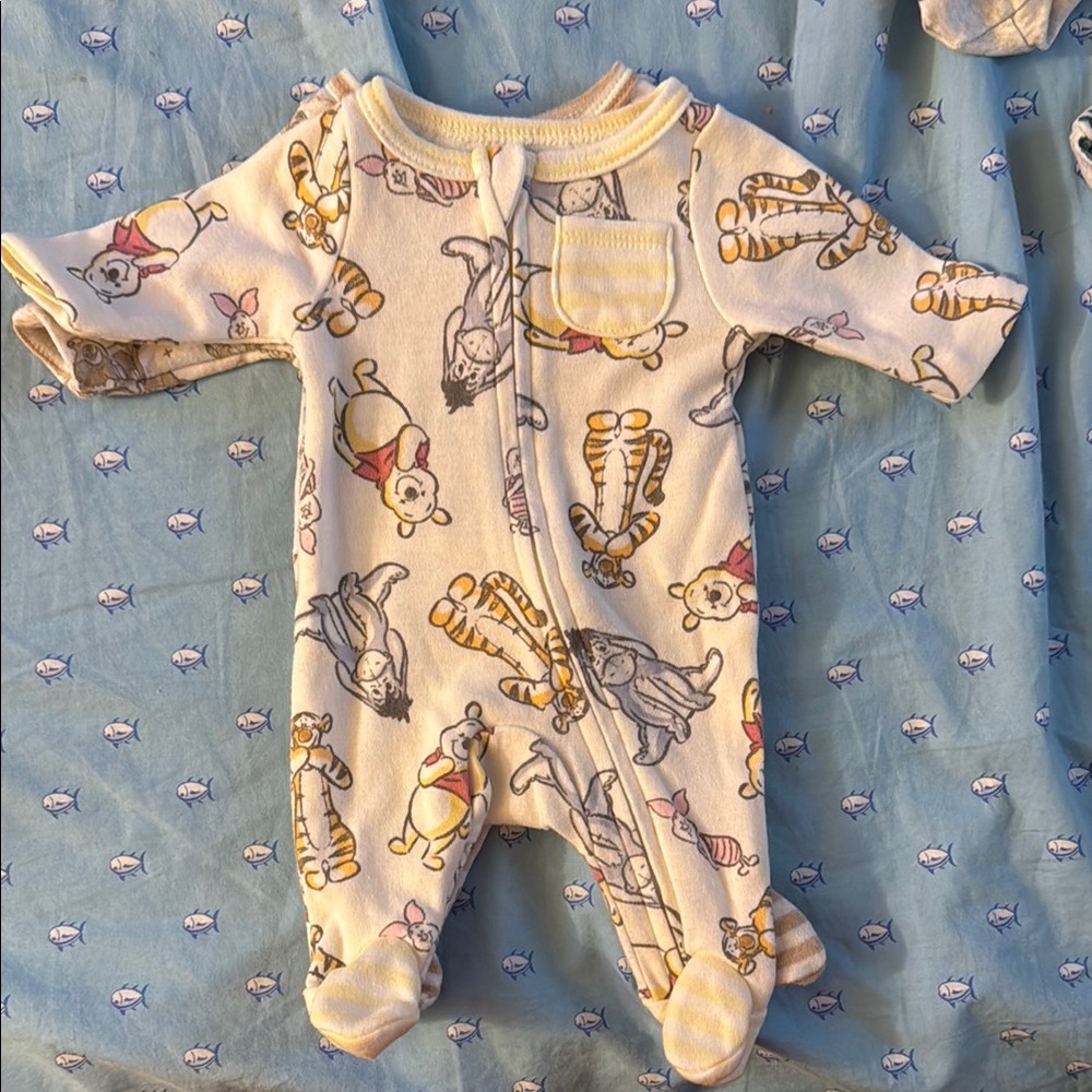 Preemie Disney Winnie the Pooh/Bambi Footie - Cream and Yellow